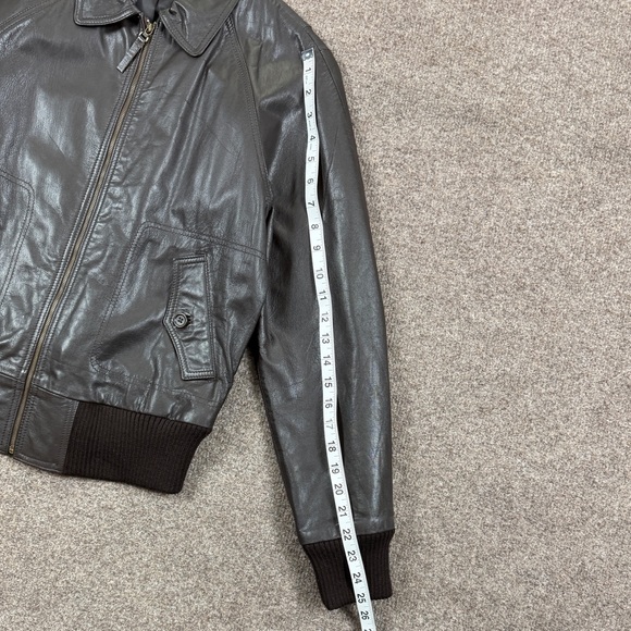 J Crew Brown Genuine Leather Field Aviator Pilot Bomber Jacket Womens Medium Y2K - Picture 5 of 7